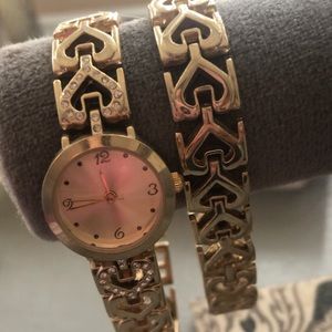 Gold Watch and Bracelet Set